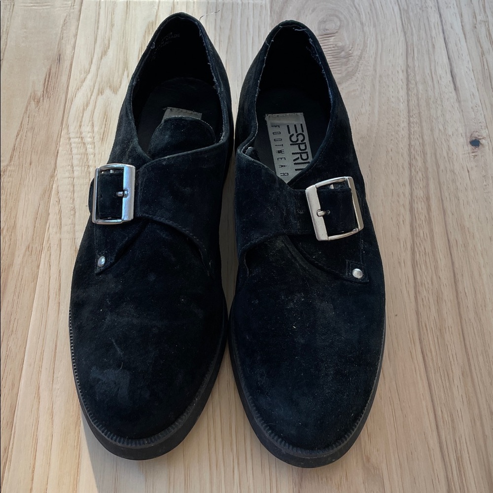 Esprit Vintage Y2K ‘Miles’ Women’s Black Suede Buckle Loafer / Creeper 7.5